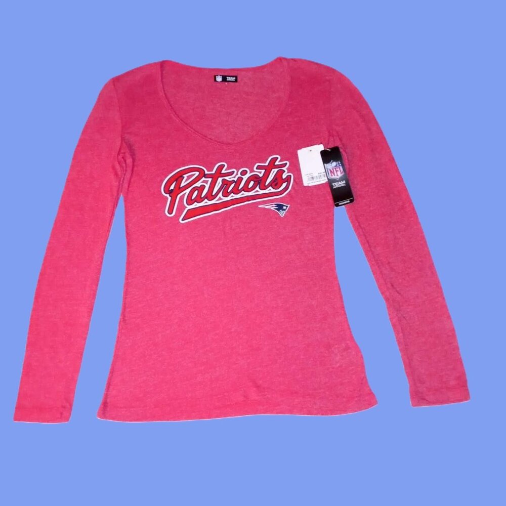 New England Patriots Small Red Long Sleeve Tee Shirt